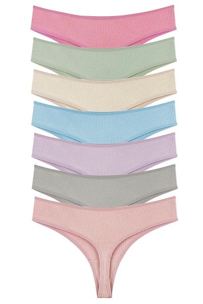 Sensu Women's Ribbed Brazilian Thong 7 Pack Set