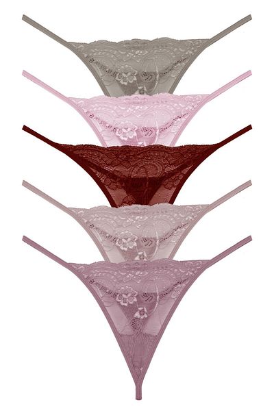 Sensu Women's Lace Panties Set of 5 - Assorted Colors Kts3062