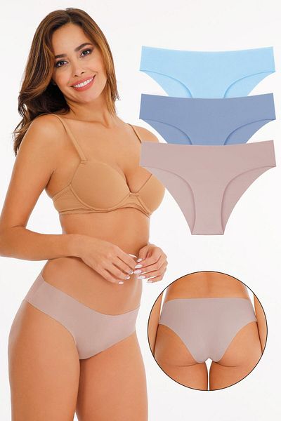 Sensu Set de 3 chiloți lycra tăiați cu laser pentru damă