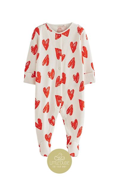 Next Baby 100% Organic Cotton Red Heart Jumpsuit