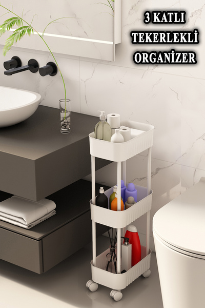 ARNİLLO لشبونة متعدد الأغراض 3 طبقات منظم تحت المغسلة داخل الخزانة منظم تحت المنضدة مع عجلات