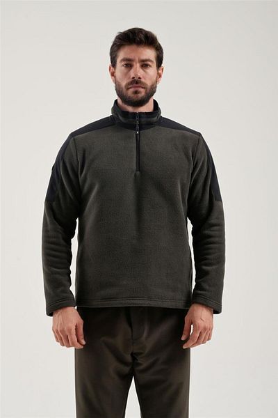 Exuma MEN'S KHAKI HALF ZIPPER FLEECE2412004