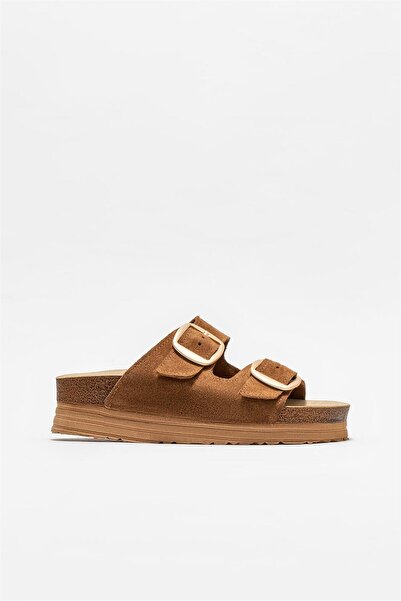Elle Shoes Taba Deri Kadın Terlik