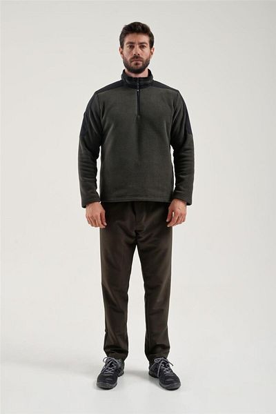 Exuma MEN'S KHAKI HALF ZIPPER FLEECE2412004