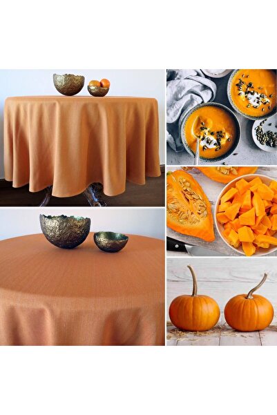 SG Premium Pumpkin Balıksırtı Yuvarlak Masa Örtüsü