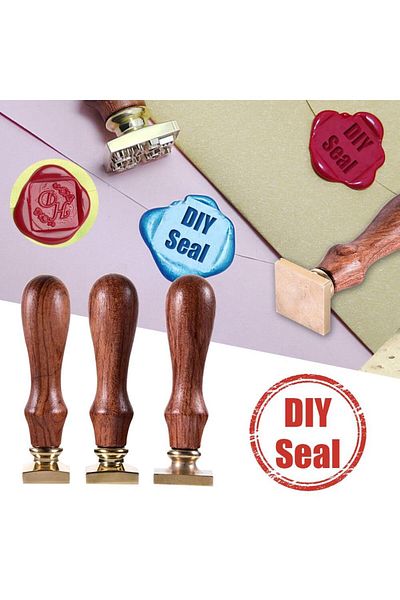 Profisher Melting Wax Seal Stamp 20 Mm Square Empty Copper Head + Rosewood Handle