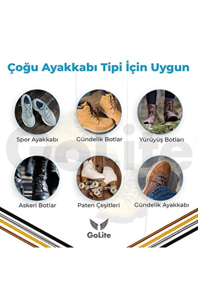 GoLite 120 Cm Siyah Bot Bağcığı, Ayakkabı Bağcığı, Fitilli Bot Bağcık, Ayakkabı Aksesuarı - 1 Çift