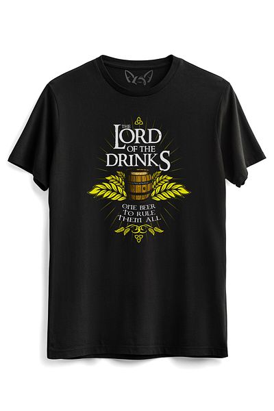 Alfa Tshirt Παιδικό μαύρο μπλουζάκι με στάμπα Lord Of Drinks