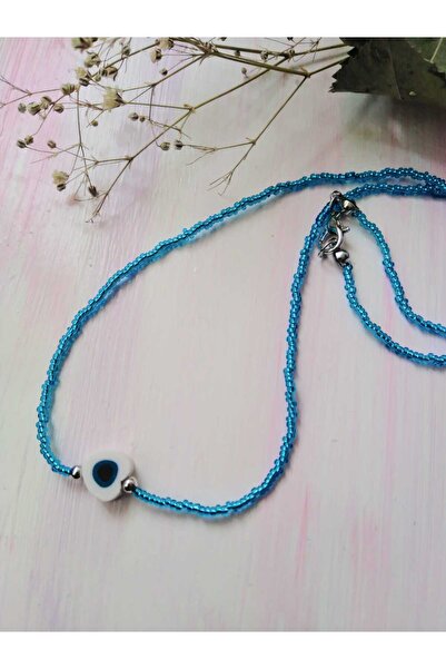 nasclaycollection فيمو وقلادة من الخرز الرملي الأزرق