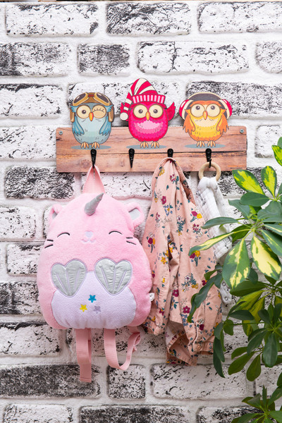 Berenden Deep Creative Çocuk Odası Duvar Askılığı 4 Askılı Montessori Doğal A...