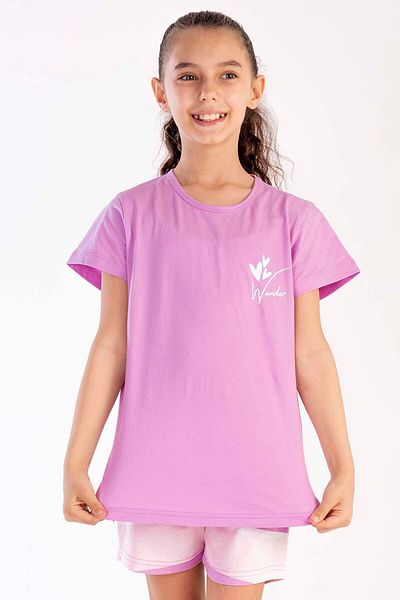 VİENETTA Cotton Girl's Short Sleeve Shorts Pajamas Set
,212598