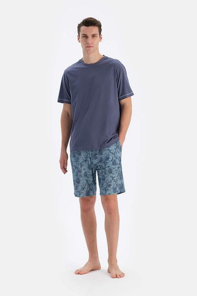Dagi Set de pijama tricou și pantaloni scurți cu imprimeu Indigo