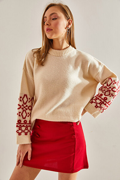 Bianco Lucci Dámský svetr svetr se vzorovanými rukávy