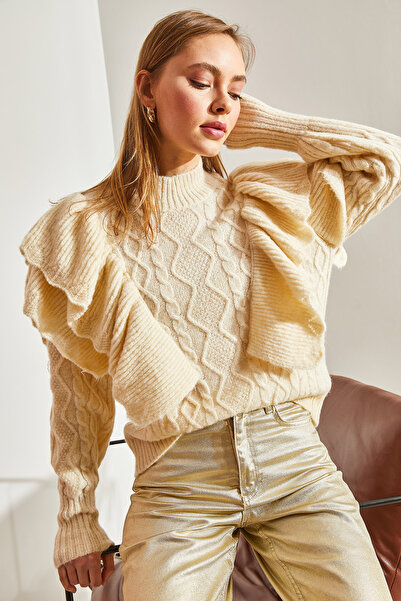 Bianco Lucci Dámský pletený svetr z prolamovaného pleteného zboží