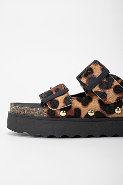 Valmenti Γυναικείες παντόφλες Leopard Niola από γνήσιο δέρμα