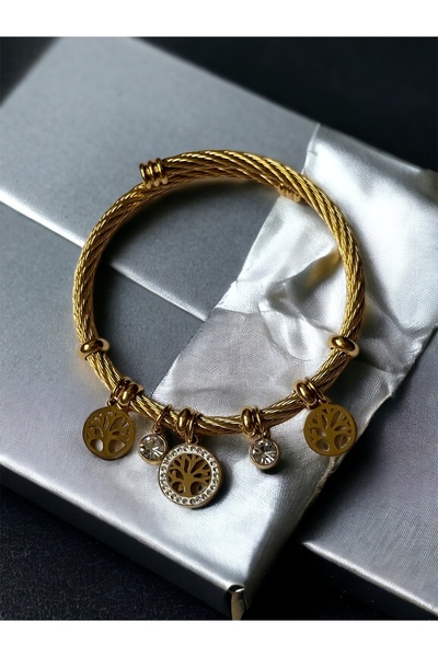 İNN JEWELLERY سوار من الفولاذ المقاوم للتشويه وشكل شجرة الحياة مضاد للحساسية (ضمان المستورد لمدة عامين)