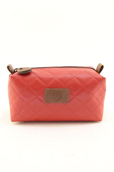 HNB Women's Red Quilted Makeup Bag