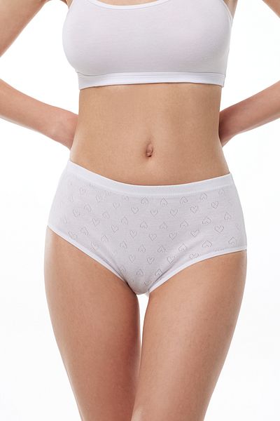 Malabadi Women's White 6 Pack 100% Cotton High Waist Jacquard Slip Panties 351