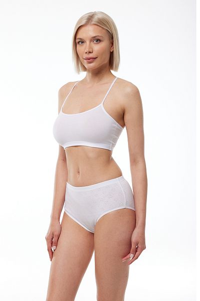 Malabadi Women's White 6 Pack 100% Cotton High Waist Jacquard Slip Panties 351