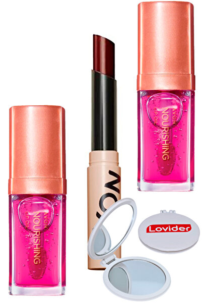 AVON True Nourishing Dudak Yağı 7 Ml. Blossom 2 Adet + Tinted Plum + Lovider Cep Aynası
