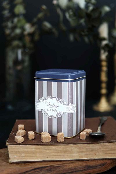 EVLE Er018-8a Elegance Sugar Patterned Square Metal Storage Container 9x9cm
