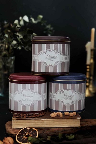 EVLE Erb07v5 Oval Metal Storage Container Set of 3 Elegance