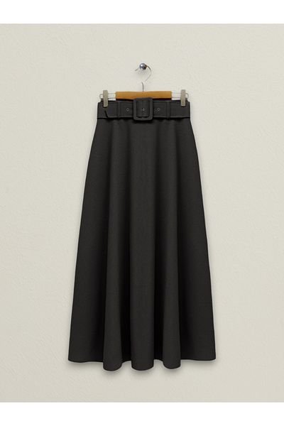 Modamorfo Belt Buckled Elastic Waist Skirt