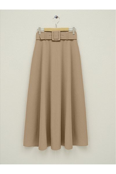 Modamorfo Belt Buckled Elastic Waist Skirt