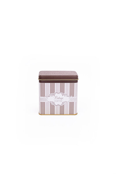 EVLE Er205-7A Elegance Coffee Patterned Square Metal Storage Container 8 X 12 cm