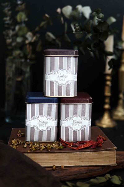 EVLE Erb24v5 Square Metal Storage Container 75x75 Set of 3, Elegance