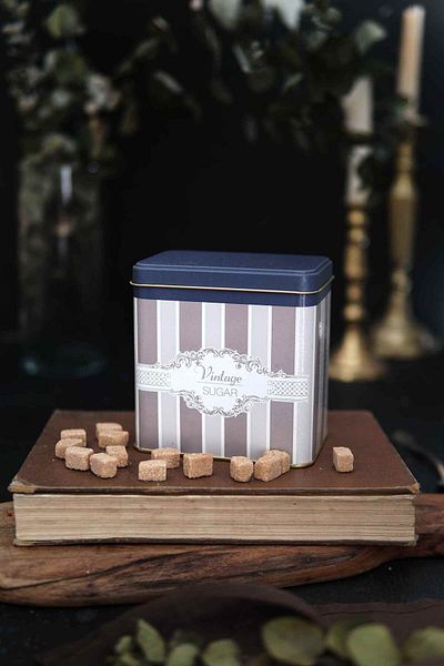 EVLE Er205-8a Elegance Sugar Patterned Square Metal Storage Box 8 X 12 Cm
