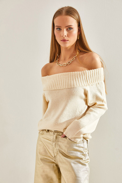 Bianco Lucci Kadın Madonna Yaka Triko Kazak