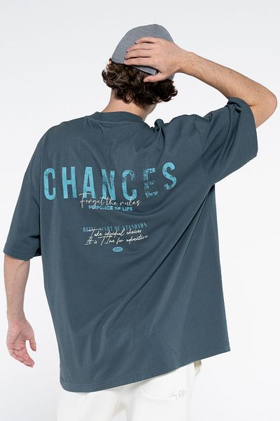 Friday Offset Tricou oversize pentru bărbați Ness, 100% bumbac, cu mâneci și guler, decupat