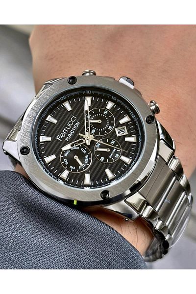 Ferrucci Men's Multifunctional Metal Band Wristwatch