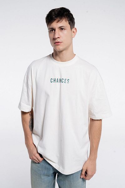 Friday Offset Ανδρικό μπλουζάκι Ness Off-White 100% βαμβακερό σχέδιο με μανίκια και γιακά με κομμένο λαιμόκοψη