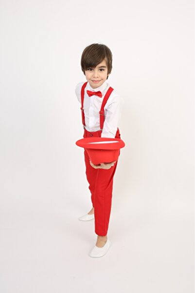 FATELLA Erkek Çocuk Gömlek Pantolon Askı Papyon Takım 23 Nisan 29 Ekim Gösteri Kıyafeti Kostüm