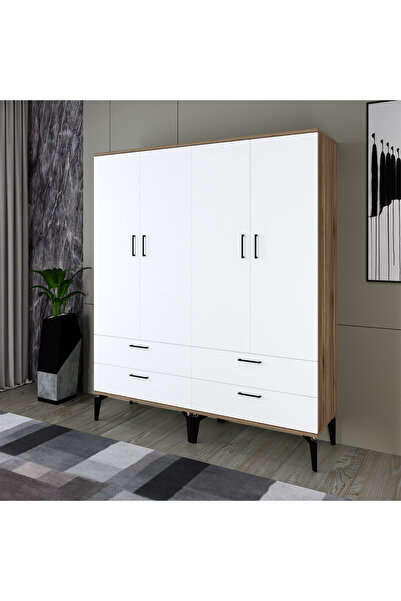 Kalender Dekor 4 KAPAKLI 4 ÇEKMECELİ DOLAP VE GARDIROP