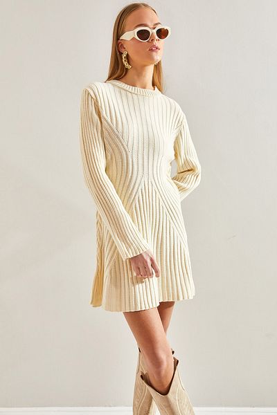 Bianco Lucci Rochie de tricotaj cu nervuri pentru damă