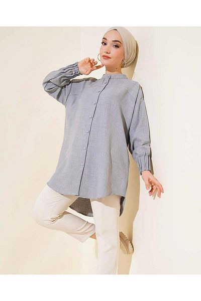 modasindoma Women Sleeve Ribbed Tunic Shirt