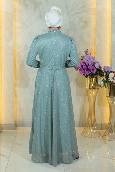 Modamihram Stone részletesen csillogó estélyi ruha, 19188-as, leterített mellkasi mentával