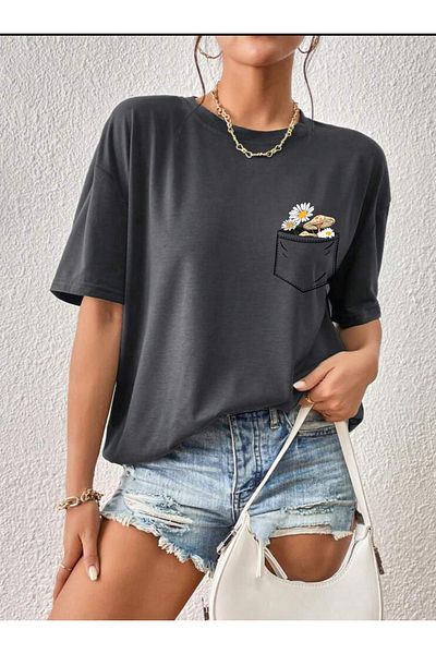 FAVORİST Μπλουζάκι Unisex Oversize με φλοράλ στάμπα