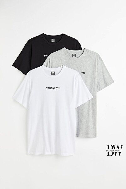 FAVORİST Tricou sport 3 în 1 cu imprimeu Brooklyn, bumbac, cu decolteu, unisex