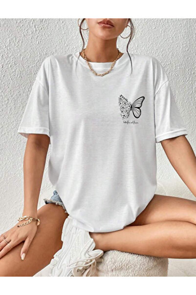 FAVORİST Tricou imprimat Butterfly and Flower (Butterfly and Flower).