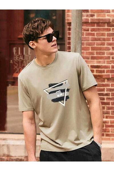 FAVORİST Η μόδα είναι ένα ανδρικό μπλουζάκι με τυπωμένο ειδικό σχέδιο με λαιμ...