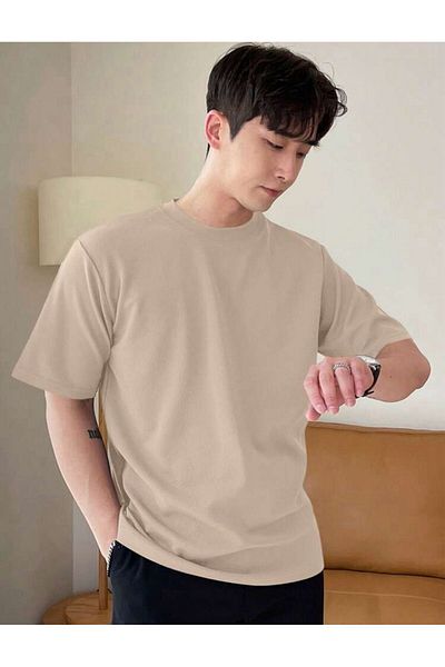 FAVORİST Μαύρο βαμβακερό Unisex Oversize Boyfriend T-shirt - Crew Neck