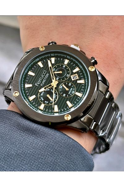 Ferrucci Men's Multifunctional Metal Band Wristwatch