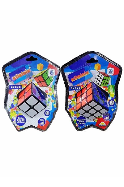 Şeker Adası مكعب مكعب عالي الجودة مقاس 3 × 3 و2 × 2 - مجموعة من 2 لعبة للذكاء والذكاء، كتيب حلول مع هدية