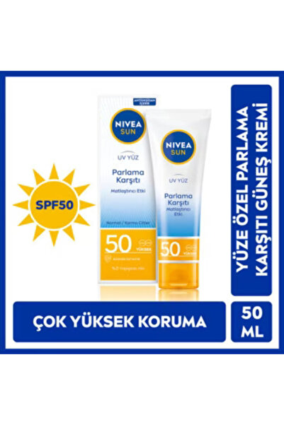 NIVEA Sun SPF50 Parlama Karşıtı ve Matlaştırıcı Güneş Koruyucu Yüz Güneş Krem...