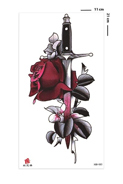 BP Tattoo Kılıç Ve Gül Gerçekçi Geçici Dövme