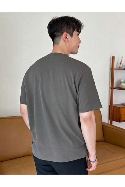 FAVORİST Μαύρο βαμβακερό Unisex Oversize Boyfriend T-shirt - Crew Neck